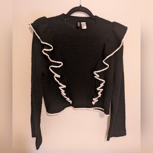 Divided H&M Charcoal Knit Long Sleeve Sweater Black and White